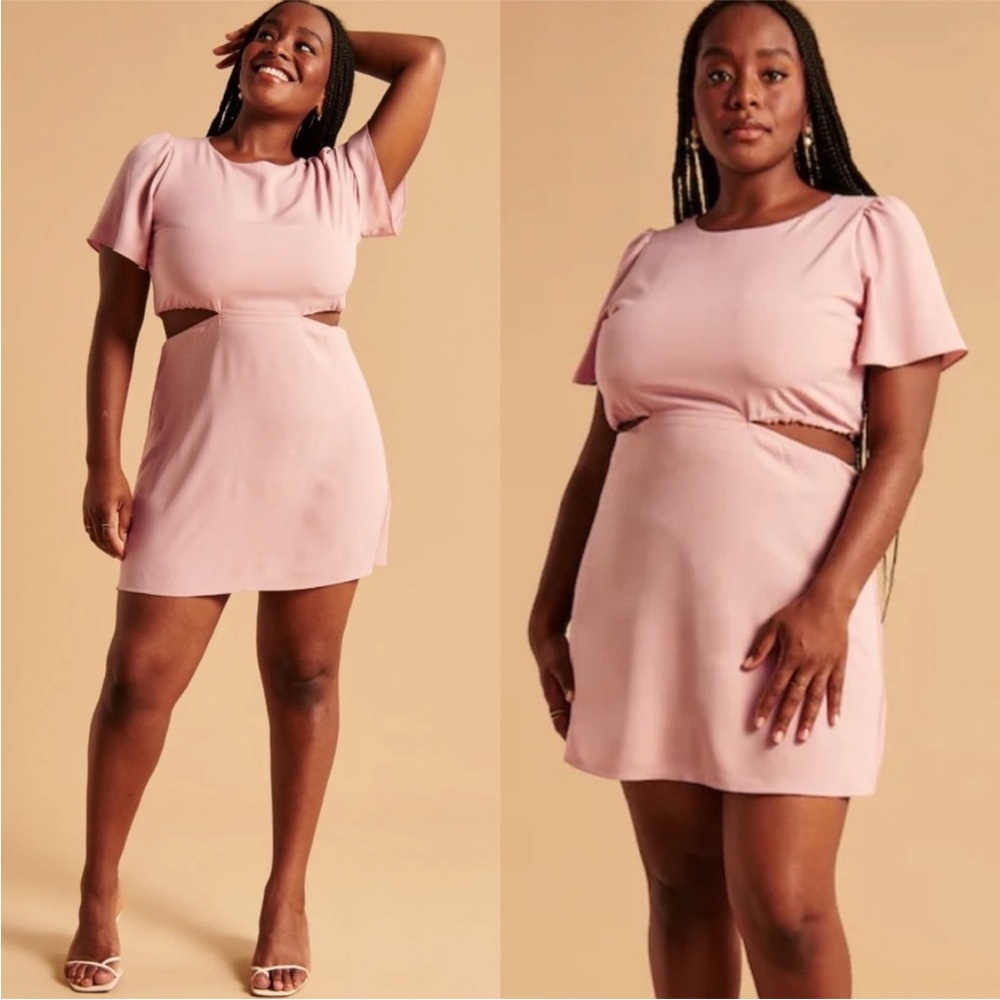 NWT Abercrombie & Fitch Cut Out Pink Flutter Sleeve Mini Dress size XXL
